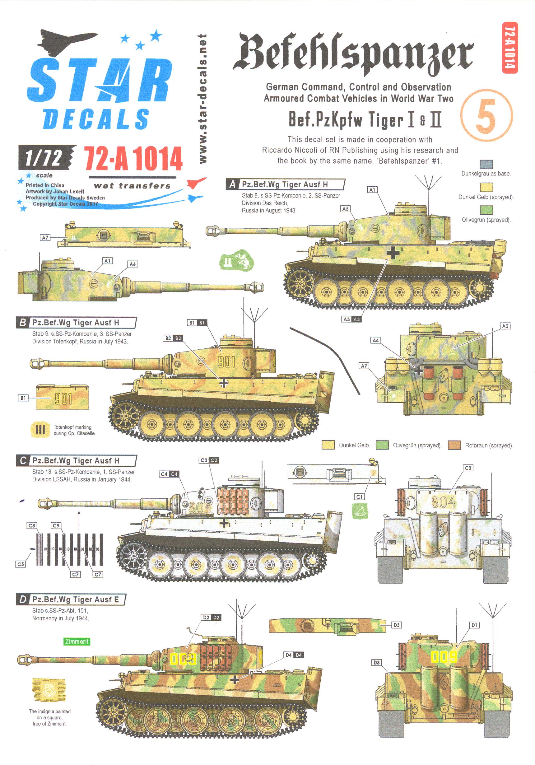 Star Decals Befehlspanzer Tiger I Tiger Ii Panzer Ebay